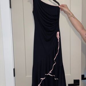 Jodi Kristopher Black One Shoulder Sheath Dress for Cocktail